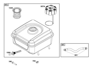 Part Location Diagram of 596765 Briggs and Stratton Cap, Fuel Tank